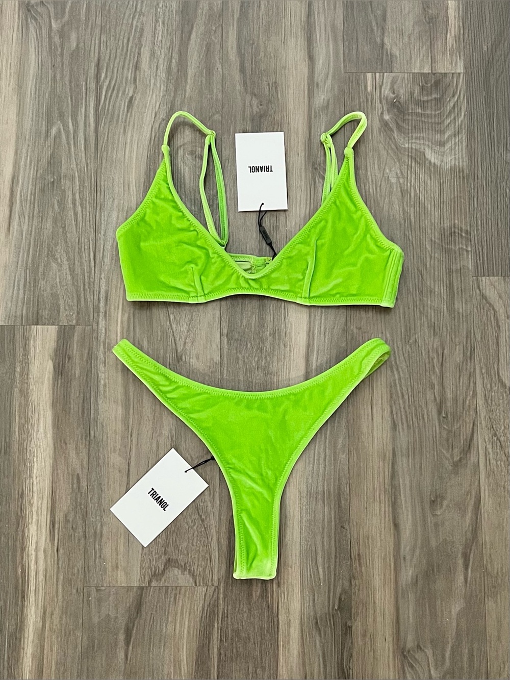Triangl Green Velvet Bikini Set